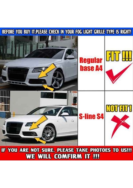 Araba Ön Tampon Sis Fark File Grille Kapak 8KD807682 8KD807681 Audi A4 B8 2009-2012 Sis Lambası Kapağı (Yurt Dışından) modelleri