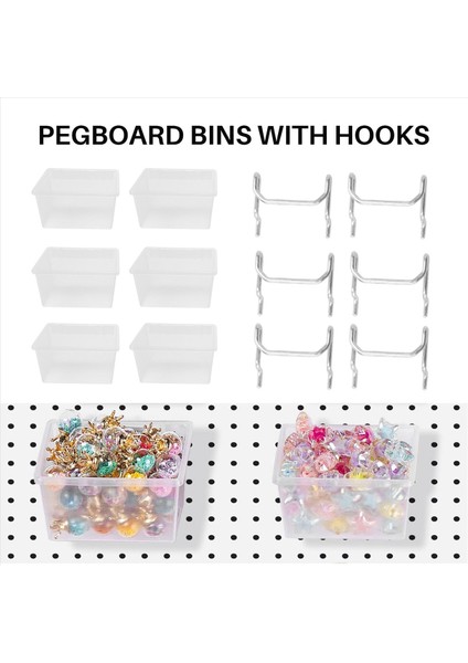 12 Adet Pegboard Plastik Kutular Kit - Kancalı Pegboard Kutuları - Pegboard Aksesuarları Çalışma Tezgahı Kutuları Peg Tahtaya Uyuyor (Yurt Dışından) indirimleri