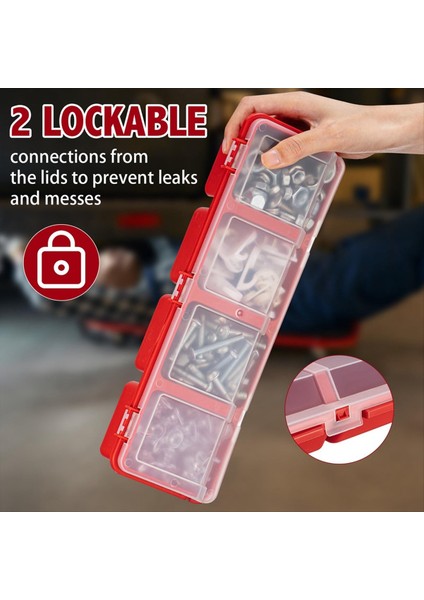 4 Adet Vidalı Organizatörler ve Kilitli Depolama Kutuları Plastik Donanım Organizatör Kutusu Bölmeli Cıvata Organizatör Kırmızı (Yurt Dışından) fırsatları