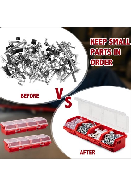 4 Adet Vidalı Organizatörler ve Kilitli Depolama Kutuları Plastik Donanım Organizatör Kutusu Bölmeli Cıvata Organizatör Kırmızı (Yurt Dışından) indirimleri