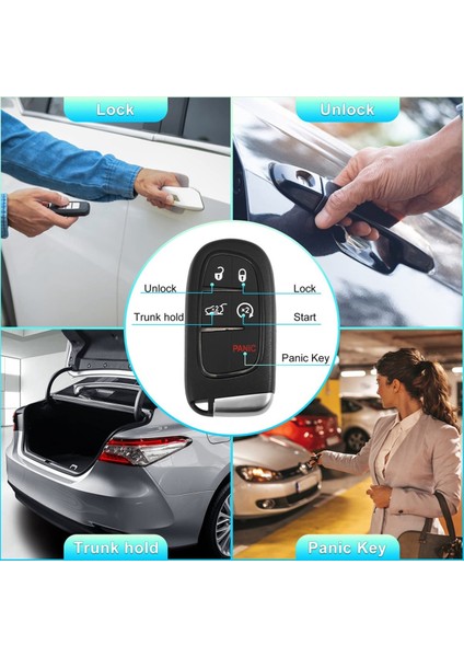 Araba Anahtarı Fob Anahtarsız Giriş Uzak GQ4-54T 433MHZ ID4A Jeep Cherokee 2014-2020 5 Düğmeleri 68141580AA 68141580AB (Yurt Dışından) modelleri