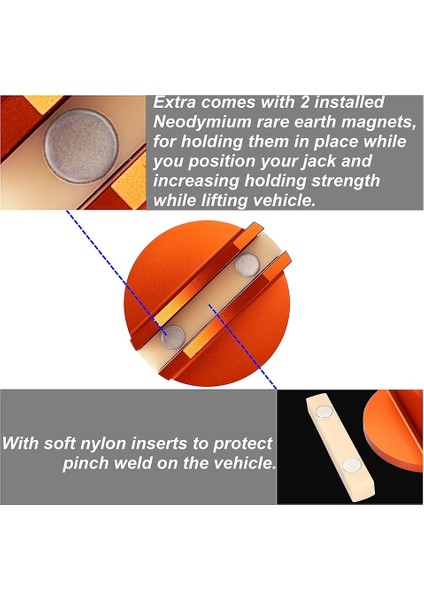 2pcs Büyük Yuvalı Alüminyum Yivli Manyetik Kriko Ped ile 2pcs (Yurt Dışından) fırsatları
