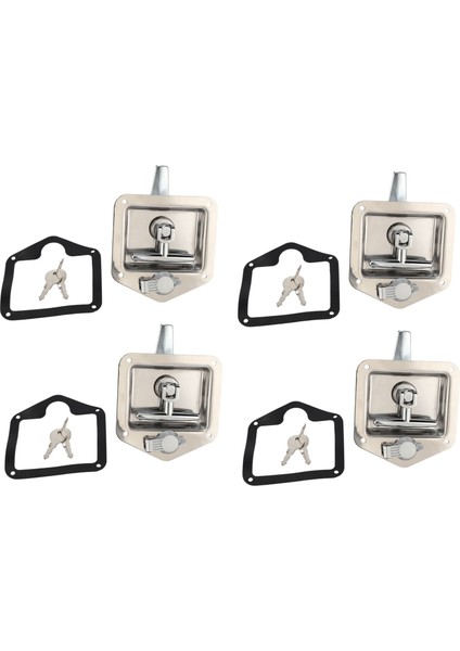 4x Paslanmaz Çelik Katlama T-Şekilli Tutamak Kilit Alet Kutusu Key Kamyon Römork Araç Kutusu Elektrik Kabini (Yurt Dışından)