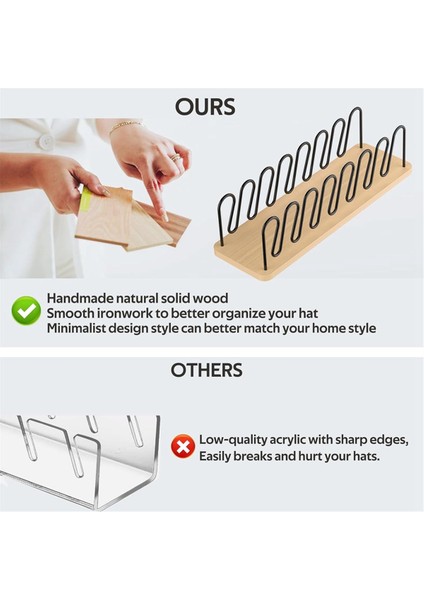 Beyzbol Caps Için Şapka Organizatörü 2 Paket Ahşap ve Metal Şapka Depolama 14 Kapaklar Için Beyzbol Kapakları Masa Üstü Şapka Rafları (Yurt Dışından) indirimleri