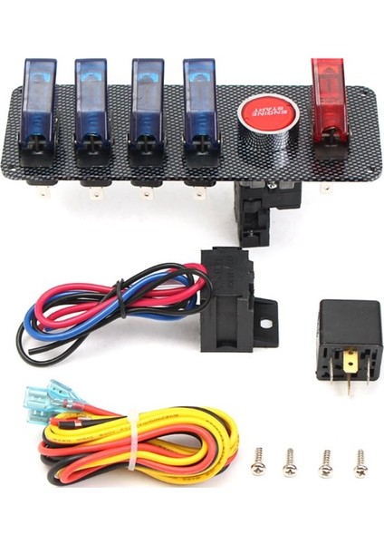 12V Oyun Araba Motoru Ateşleme Düğmesi Kontak Anahtarı Panel 5 1 LED Geçiş Anahtarı (Yurt Dışından)