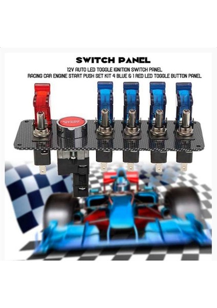 12V Oyun Araba Motoru Ateşleme Düğmesi Kontak Anahtarı Panel 5 1 LED Geçiş Anahtarı (Yurt Dışından) indirimleri