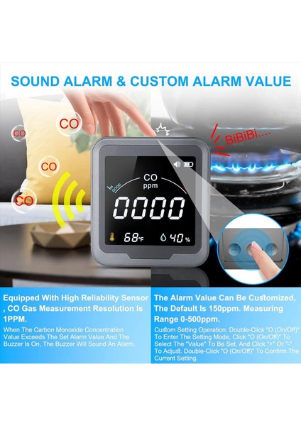 3&#39 Ü 1 Arada Karbon Monoksit Dedektörü Masaüstü/duvar Co Dedektörü Alarm Sıcaklığı/nem Dedektörü Co Metre Pth-9d (Yurt Dışından) indirimleri