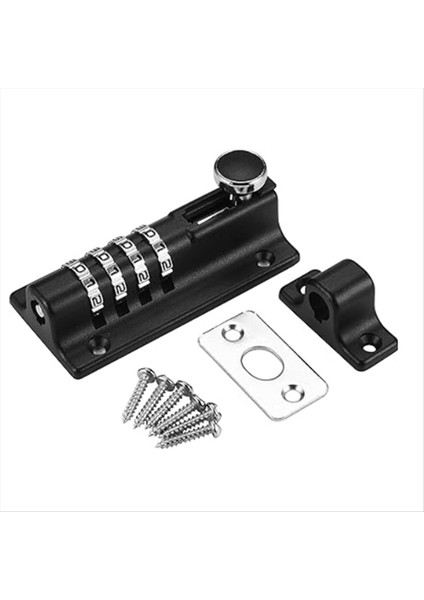 Şifre Mandalı Kilçi Sürgülü Kombinasyon Kilidi Şifre Kapı Mandalı Güvenlik Kilidi Hırsızlık Önleme Parola Kilit Kartı (Siyah) (Yurt Dışından)