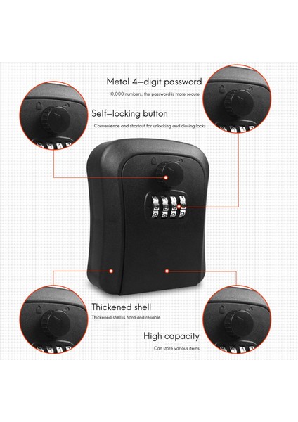 Anahtar Kilit Kutusu Duvara Monte Çinko Alaşımlı Anahtar Kutusu Hava Durumu Geçirmez 4 Haneli Kombinasyon Anahtar Depolama Kilit Kutusu (Yurt Dışından) fiyatları