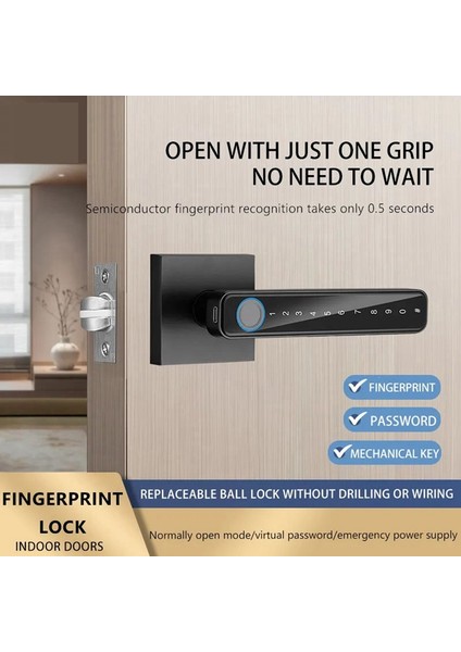 Biyometrik Parmak Izi Akıllı Ev Kapı Kilidi Şifre Dijital Kilit Kontrolü Siyah (B) (Yurt Dışından) fırsatları