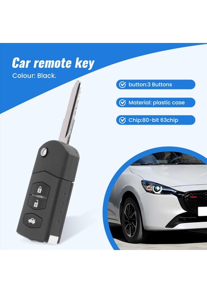 Araba Akıllı Uzaktan Anahtar 3 Düğmeleri 80-Bit 63 Çip Araba Anahtarı Fob Mazda 2 3 5 6 Rx8 Mx5 433MHZ (Yurt Dışından) indirimleri