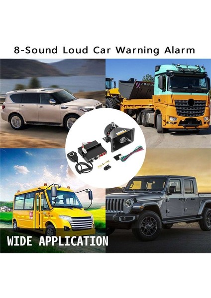 8 Sesli Yüksek Sesli Araba Uyarı Alarm Kamyonu Alarm Hoparlör 12V Siren Hava Boynuzu Megafon Polis Itfaiyeni Araba Boynuzu B (Yurt Dışından) fırsatları