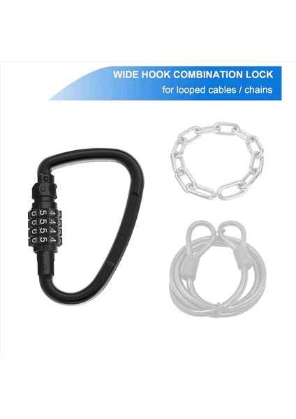 3x Kombinasyon Kilitleri 4 Haneli Ağır Hizmet Tipi Karabiner Klipler Ilmekli Bisiklet Güvenlik Kablosu Kilidi Için D Şeklinde Kod Kilidi (Yurt Dışından) indirimleri