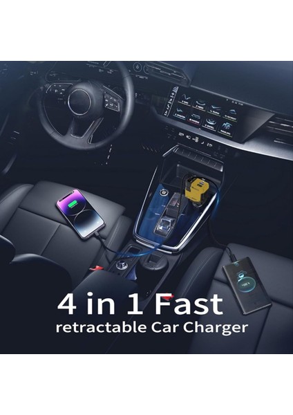 Cep Telefonu Için Tüm Modeller Için Uygun Geri Çekilebilir 120W Araba Şarj Cihazı Dört Bağlantı Noktalı Süper Hızlı Şarj Cihazı (Yurt Dışından) fırsatları