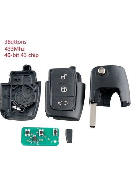 5x Araba Akıllı Uzaktan Anahtar 3 Düğmeleri Ford Focus Fiesta 2013 Fob Case 433MHZ (Yurt Dışından) fırsatları