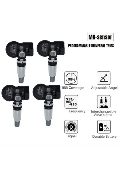 4pcs Programlanabilir Mx Sensörü 315MHZ+433MHZ 2 Içerik Araç Için 1 Tpms Sensör TS408 TS508 ITS600 Tpms Lastik Basınç Sensörü (Yurt Dışından) indirimleri