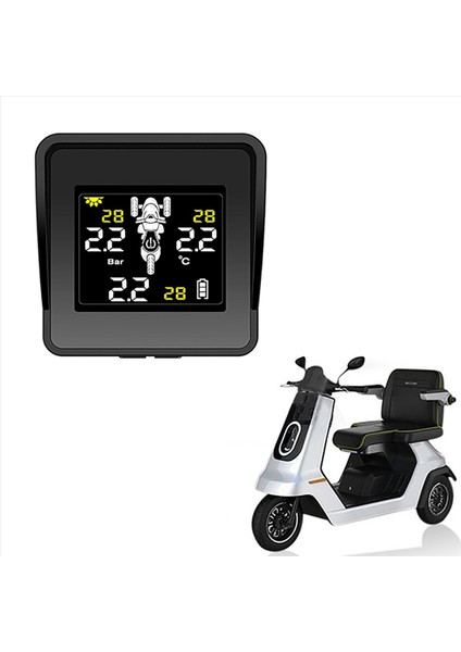 Güneş Kablosuz Lastik Basınç Izleme Sistemi Motosiklet Tpms Lastik Basınç Monitörü LCD Ekran 3 Harici Sensör (Yurt Dışından) modelleri