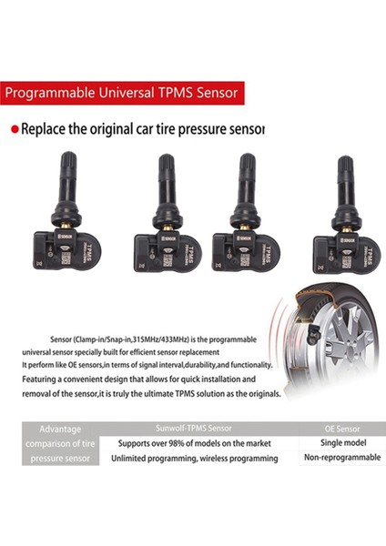 4pcs Otomatik TS408 TS508 ITS600 Tpms Lastik Basınç Sensörü 433MHZ 315MHZ 2 Arada 1 Sensör Monitörü Için Programlanabilir Mx Sensörü (Yurt Dışından) fiyatları