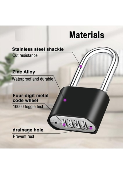 2 Adet Kombinasyon Kilidi 4 Haneli Ağır Hizmet Tipi Birleşik Kilidi Kombinasyon Asma Kilit Açık Su Geçirmez Kapı Kilitleri Çit Için (Yurt Dışından) modelleri