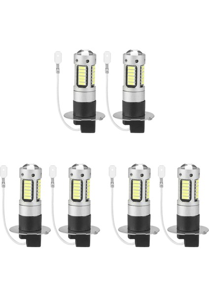 6pcs H3 Süper Parlak LED Sis Sürüş Drl Ampuller Kiti 6000K Beyaz (Yurt Dışından)