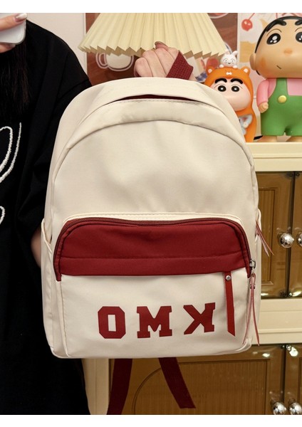 Çocuk Çalışma Sırt Çantası Seyahat Sırt Çantası Erkek ve Kız Çocukları Kontrast Renkli Harf Tamamlama Okul Çantası (Yurt Dışından)