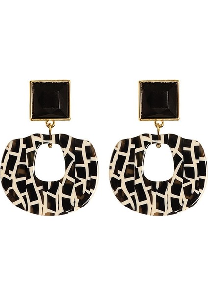 Kadınlar Için Puantiyeli Leopar Desenli Geometrik Gümüş Iğne Küpeler, Gösterişli Küpeler (Yurt Dışından)