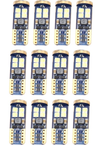 T10 168 LED Araba Ampulü 12PCS 194 W5W 12-Smd 3030 Yonga Seti LED Ampul Kanbusu Araba Iç Kubbe Haritası Cb T10-12SMD-3030 (Yurt Dışından)