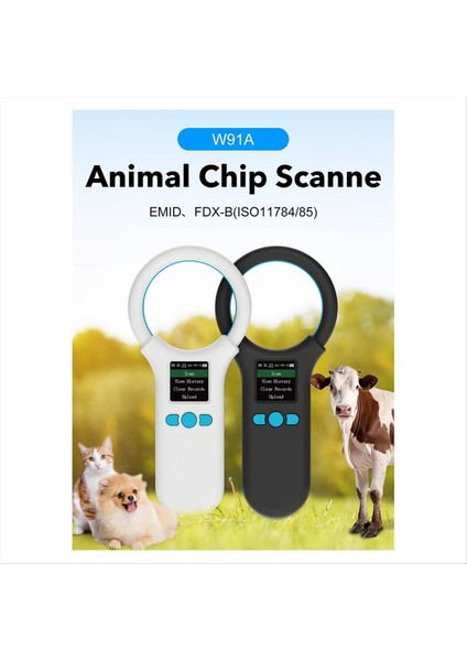 Animal Rfıd Okuyucu 134 2KHZ/125KHZ Pet Fdx-B Emid Ayarlanabilir Ses Parlaklığı USB Köpek Kedi At Handheld Mini Tarayıcı A (Yurt Dışından)