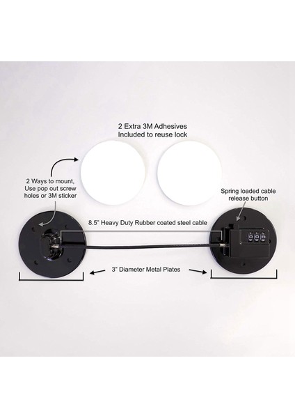 2x Buzdolabı Güçlü Yapıştırıcı 3 Haneli Şifre Kilidi Kabine Dosyası Çekmecesi Pencere Çocuk Güvenliği (Yurt Dışından) fiyatları