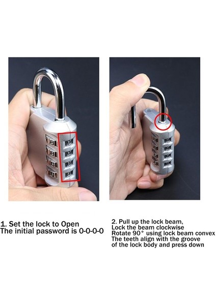 2pcs Kombinasyon Kiliti 4 Sakız Kombinasyon Okul Spor Salonu/çit/araç Kutusu/kılıf Hasp Dolap Depolama (Yurt Dışından) indirimleri