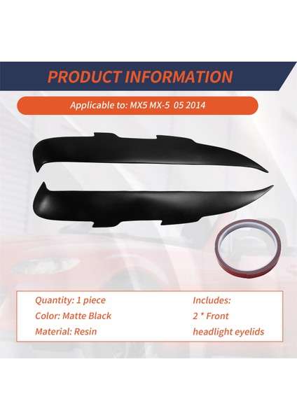 Mazda Mx-5 2009-2015 Için Mat Siyah Reçine Ön Far Kaş Göz Kapağı Şeridi (Yurt Dışından) fırsatları
