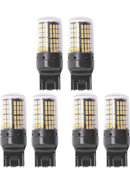 6pcs Süper Parlak Kanbus T20 7440 W21W WY21W 144-SMD Ters Işık Dönüş Sinyal Işığı Kara Kabuk (Sarı Işık) (Yurt Dışından)