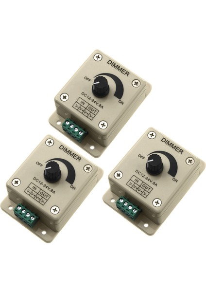 3x Dc 12V-24V LED Dimmer Kontrolör 5050 3528 LED Şerit Için Tek Renk Ayarlayın (Yurt Dışından)