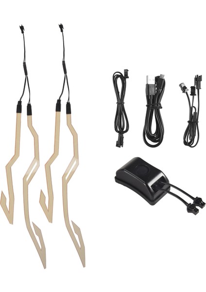 4-1 Arada Motosiklet Kask Gece Sürme Soğuk Işık Sinyali Yanıp Sönen Şerit LED Işıltılı Çıkartma Şeridi USB Şarj Cihazı (Buz Mavisi) (Yurt Dışından) modelleri