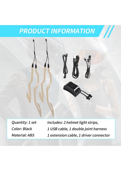 4-1 Arada Motosiklet Kask Gece Sürme Soğuk Işık Sinyali Yanıp Sönen Şerit LED Işıltılı Çıkartma Şeridi USB Şarj Cihazı (Buz Mavisi) (Yurt Dışından) fırsatları