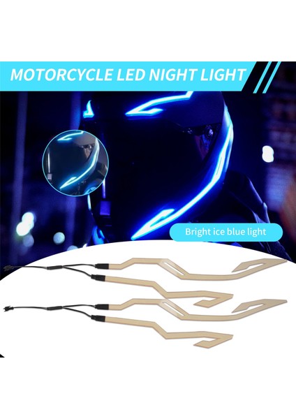 4-1 Arada Motosiklet Kask Gece Sürme Soğuk Işık Sinyali Yanıp Sönen Şerit LED Işıltılı Çıkartma Şeridi USB Şarj Cihazı (Buz Mavisi) (Yurt Dışından) indirimleri