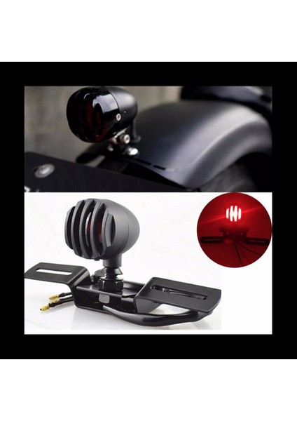 2x Motosiklet Arka Lambası Kırmızı Fren Helikopter Için Plaka Tutucu Kuyruk Işığı ile Işık Tutmayı Durdurun Bobber Cafe Racer (Yurt Dışından)