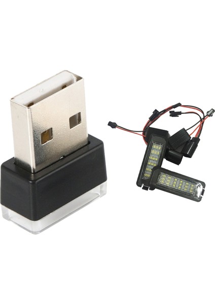 1 Çift 24 LED Lisans Numarası Plaka Işık ve 1 Adet Mini Taşınabilir Mini USB LED Araba Açık Beyaz (Yurt Dışından)