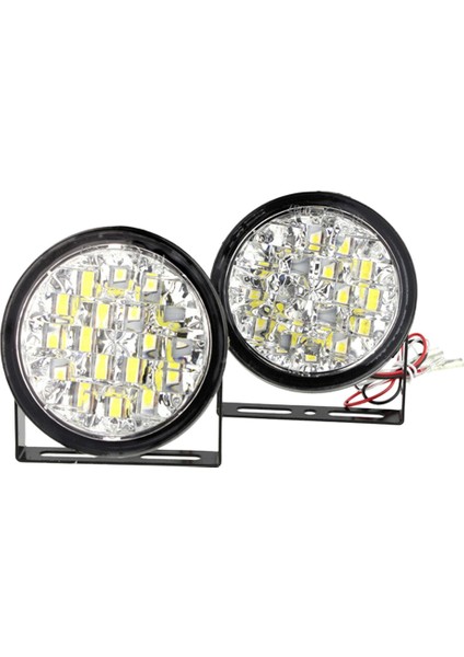 2pcs Dc 12V 18 LED Drl Drl Yuvarlak Araba Sis Lambası Sürüş Gündüz Çalışan Açık Beyaz (Yurt Dışından)