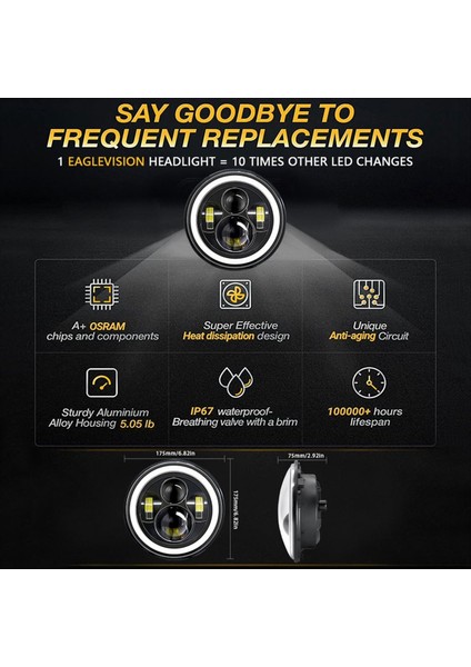 7 Inç Halo LED Far Hi/lo Işın Kırmızı Drl Amber Dönüş Sinyal Işığı Jeep Wrangler Jk Tj Cj (Kırmızı) (Yurt Dışından) indirimleri