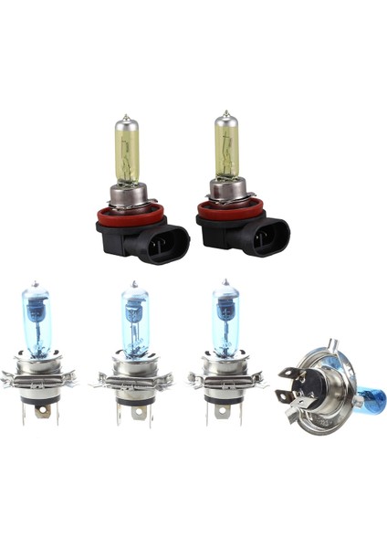 2 Pcs Dc 12V 55W H11 3000K Süper Sarı Araba Sisli Işık Lambası ve 4x Lambalar Halojen Ampuller Araba Farları H4 Beyaz Işık 100W 12V (Yurt Dışından)