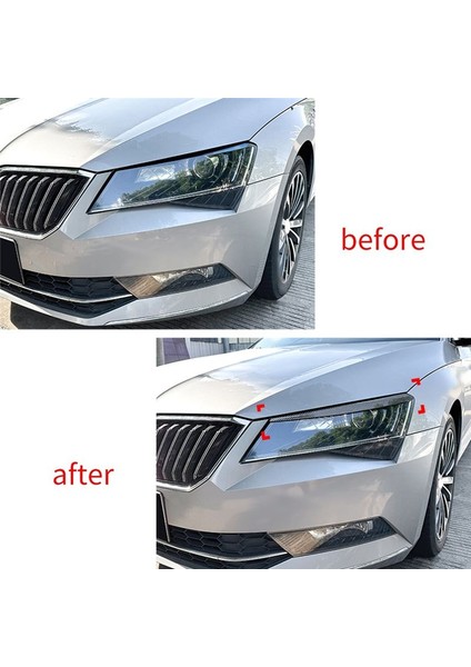 Araç Karbon Fiber Desen Farlar Kaş Far Trim Kapağı Skoda Için Superb B8 2016-2018 Araç Stil (Yurt Dışından) indirimleri