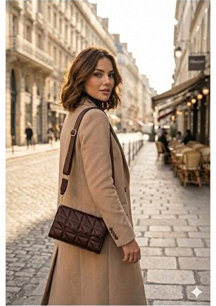 Kadın Kahve Kapitone Suni Deri Çapraz Omuz Çantası Ayarlanabilir Kolon Askılı modelleri