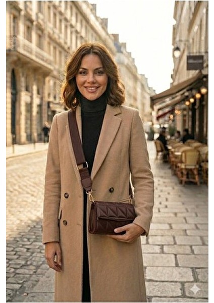 Kadın Kahve Kapitone Suni Deri Çapraz Omuz Çantası Ayarlanabilir Kolon Askılı fırsatları