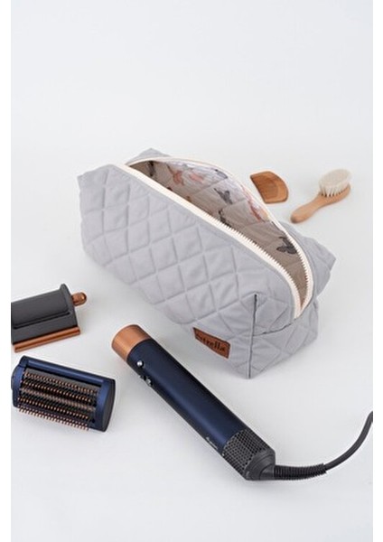 Kare Gri XL Boy Seyahat Çantası Dyson Airwrap ve Tüm Saç Şekillendiriciler İçin Suya Dayanıklı Tekstil fırsatları