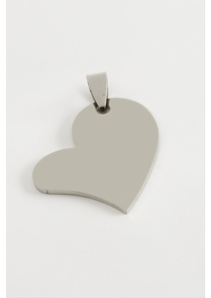 Kalp Isim Yazılabilir Çelik Kolye Ucu 3 cm