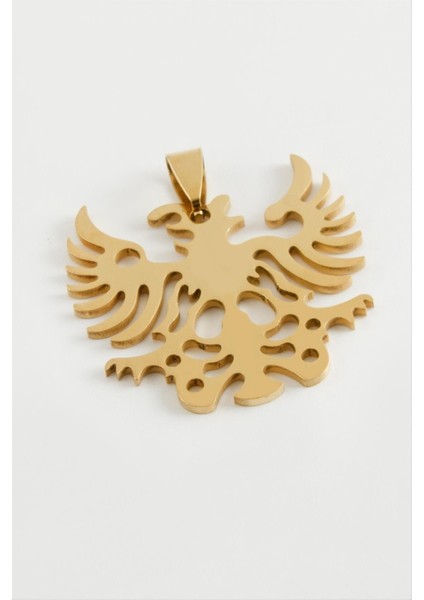 Çift Başlı Kartal Çelik Kolye Ucu 3,5 cm