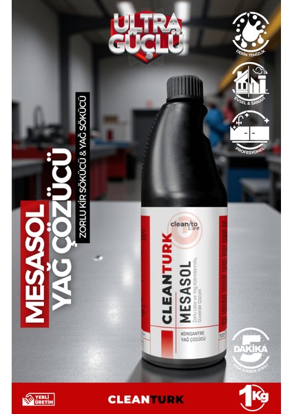 Mesasol Konsantre Yağ Çözücü – Çok Köpüklü, Boyalı Yüzeylere Zarar Vermez, Endüstriyel Güç 1 kg fiyatları