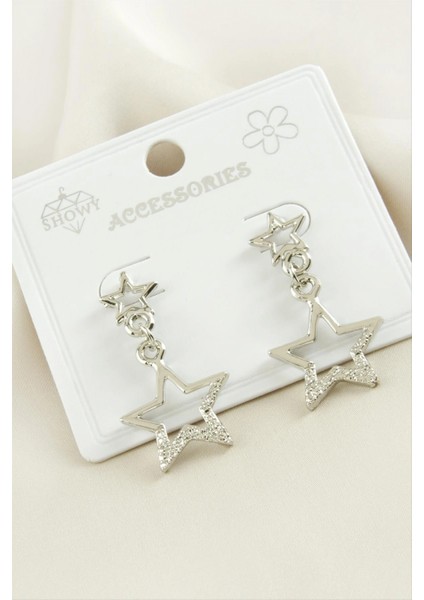 Yıldız Taşlı Metal Küpe