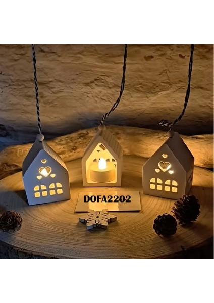Beyaz Kalpli Tealight Mumluk Ev. 3 Adet Işıklı fiyatları